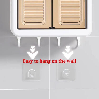 Wall Mounted Storage Cabinet - 3 Layer Punch Free Organizer Rack