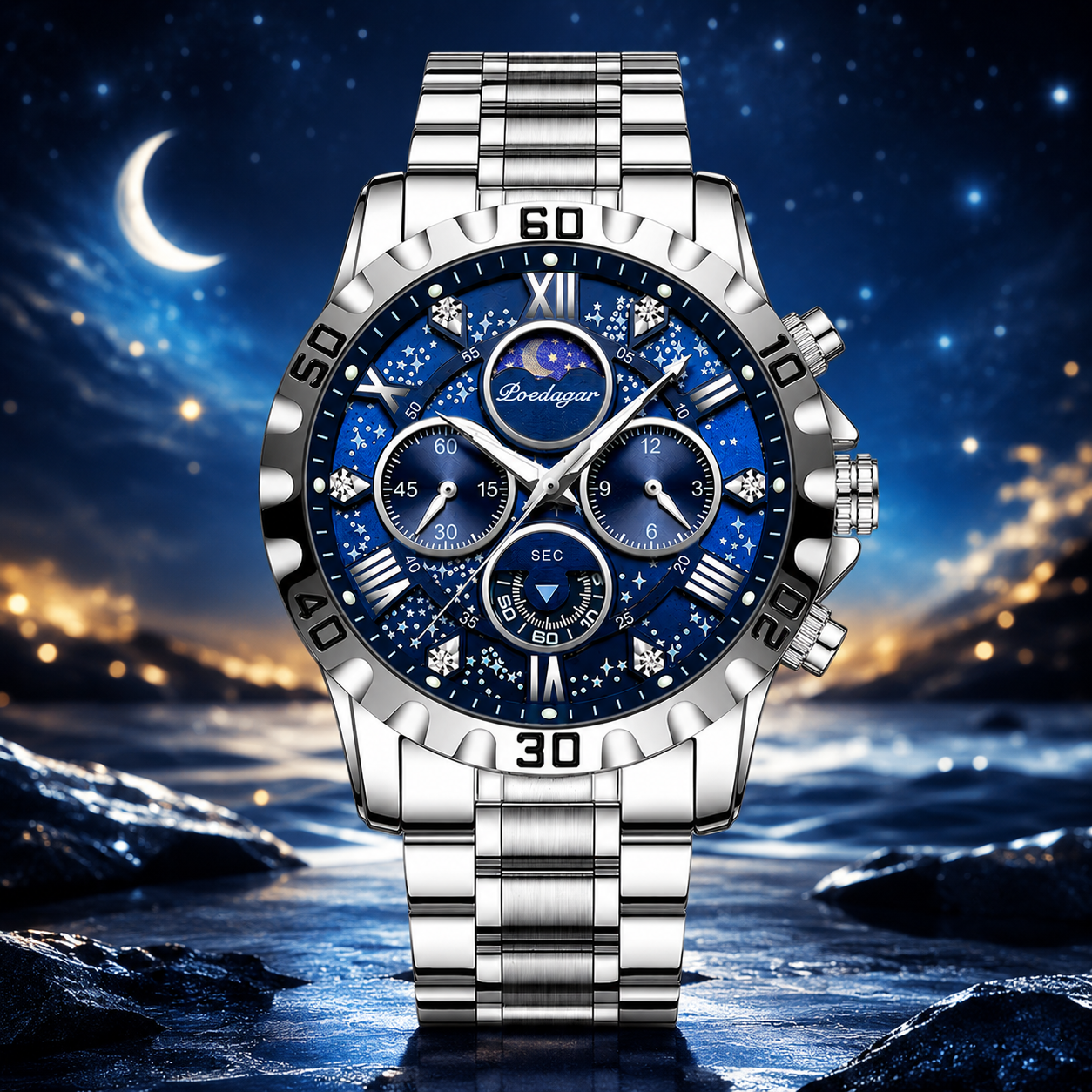 Premium Look Moonphase Watch – Built to Get Noticed