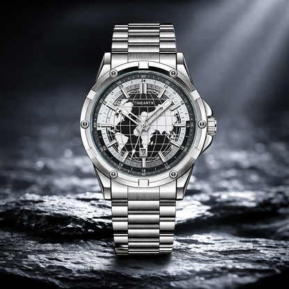 Titan Globe Watch | Luxury Stainless Steel Timepiece