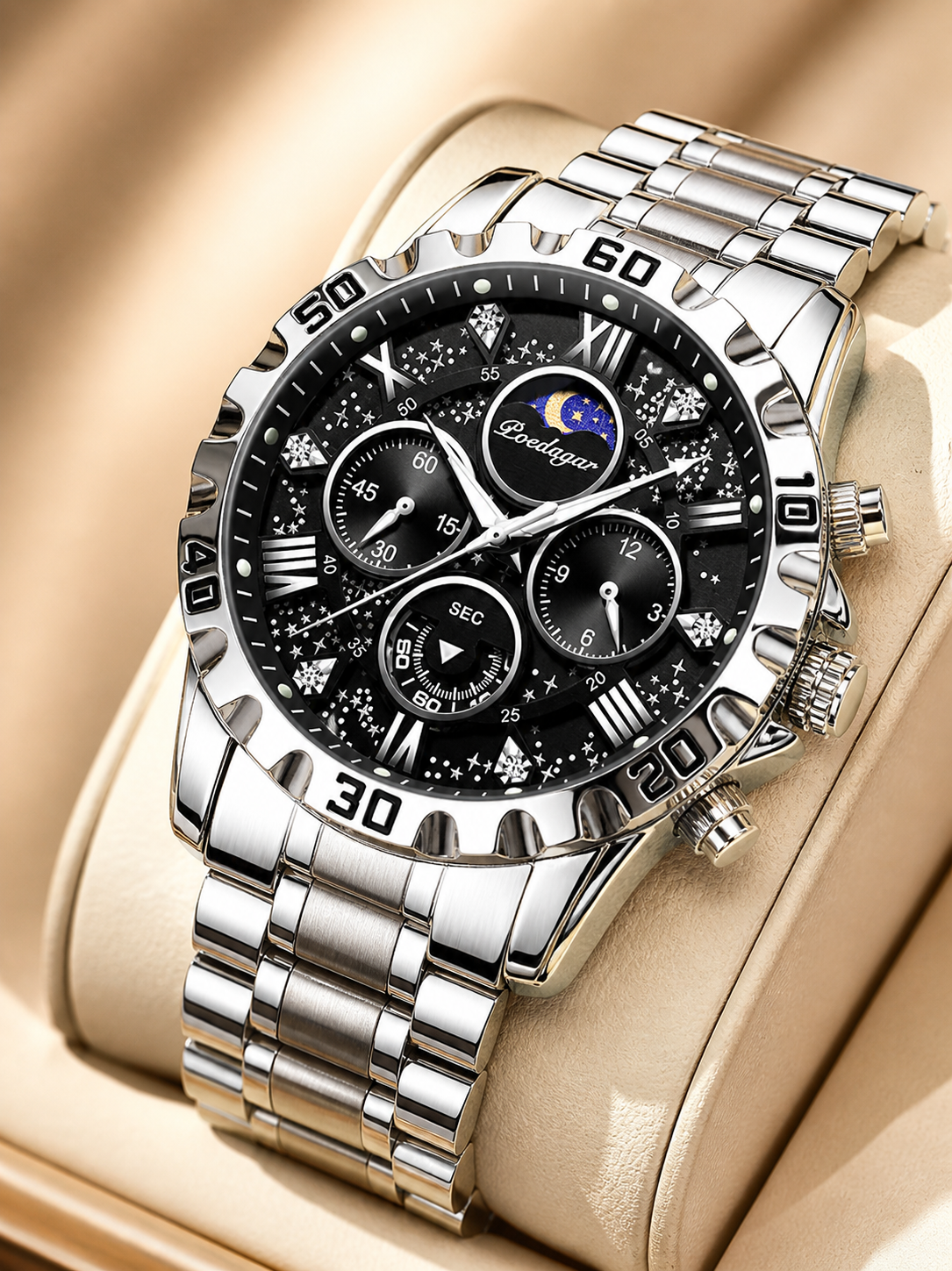 Premium Look Moonphase Watch – Built to Get Noticed