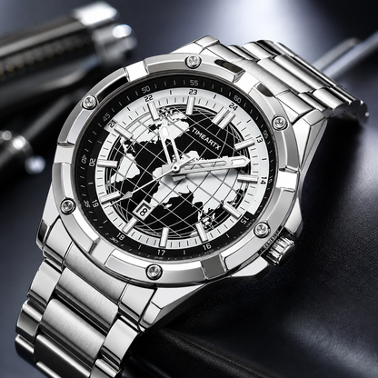 Titan Globe Watch | Luxury Stainless Steel Timepiece